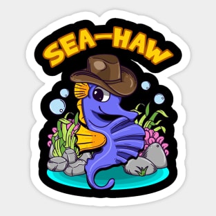 Seahorse Cowboy Sea Haw Funny Humor Sticker